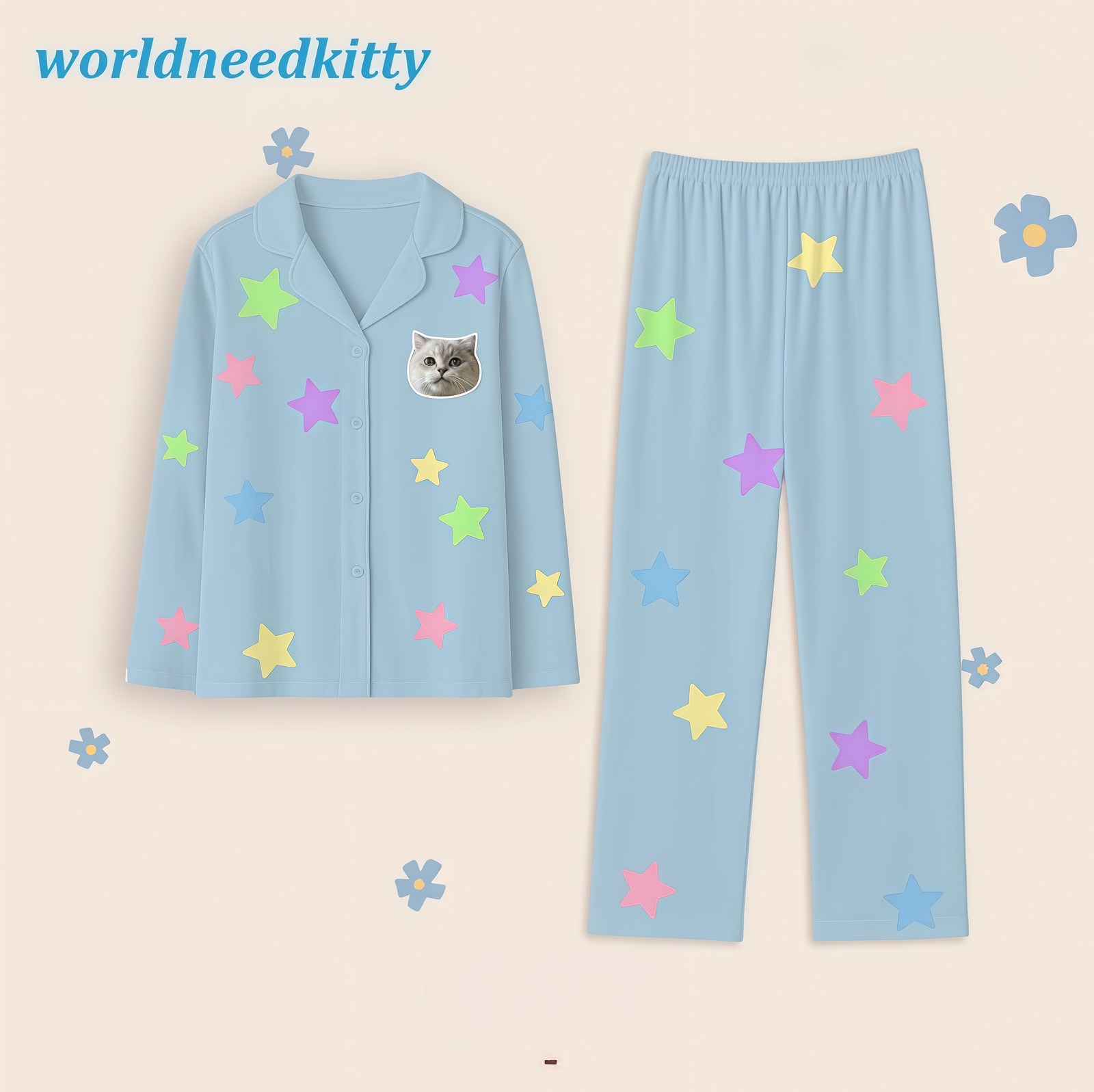 Long-sleeved pajama set soft Customized
